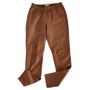 Neiman Marcus | Exclusive Women's Brown Elastic Waist Leather Pants Size Medium